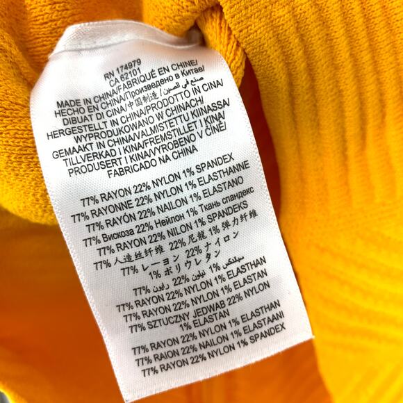 Herve Leger Ottoman Scoop-Neck Ribbed Mini Dress Womens Sz M Golden Yellow - Picture 8 of 8